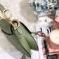 DI Cedar Green Grained Saddle Bag Gold Toned Hardware Canvas For Women 25cm/10in CD M0446CBAA_M67H