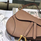 DI Warm Taupe Grained Saddle Bag Gold Toned Hardware Canvas For Women 25cm/10in CD M0446CBAA_M45M
