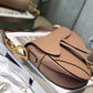 DI Warm Taupe Grained Saddle Bag Gold Toned Hardware Canvas For Women 25cm/10in CD M0446CBAA_M45M