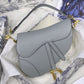 DI Saddle Bag Light Blue Grained Gold Toned Hardware For Women 25cm/10in CD