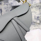 DI Saddle Bag Light Blue Grained Gold Toned Hardware Canvas For Women 19.5cm/7.6in CD