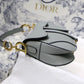 DI Saddle Bag Light Blue Grained Gold Toned Hardware Canvas For Women 19.5cm/7.6in CD