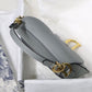 DI Saddle Bag Light Blue Grained Gold Toned Hardware Canvas For Women 19.5cm/7.6in CD