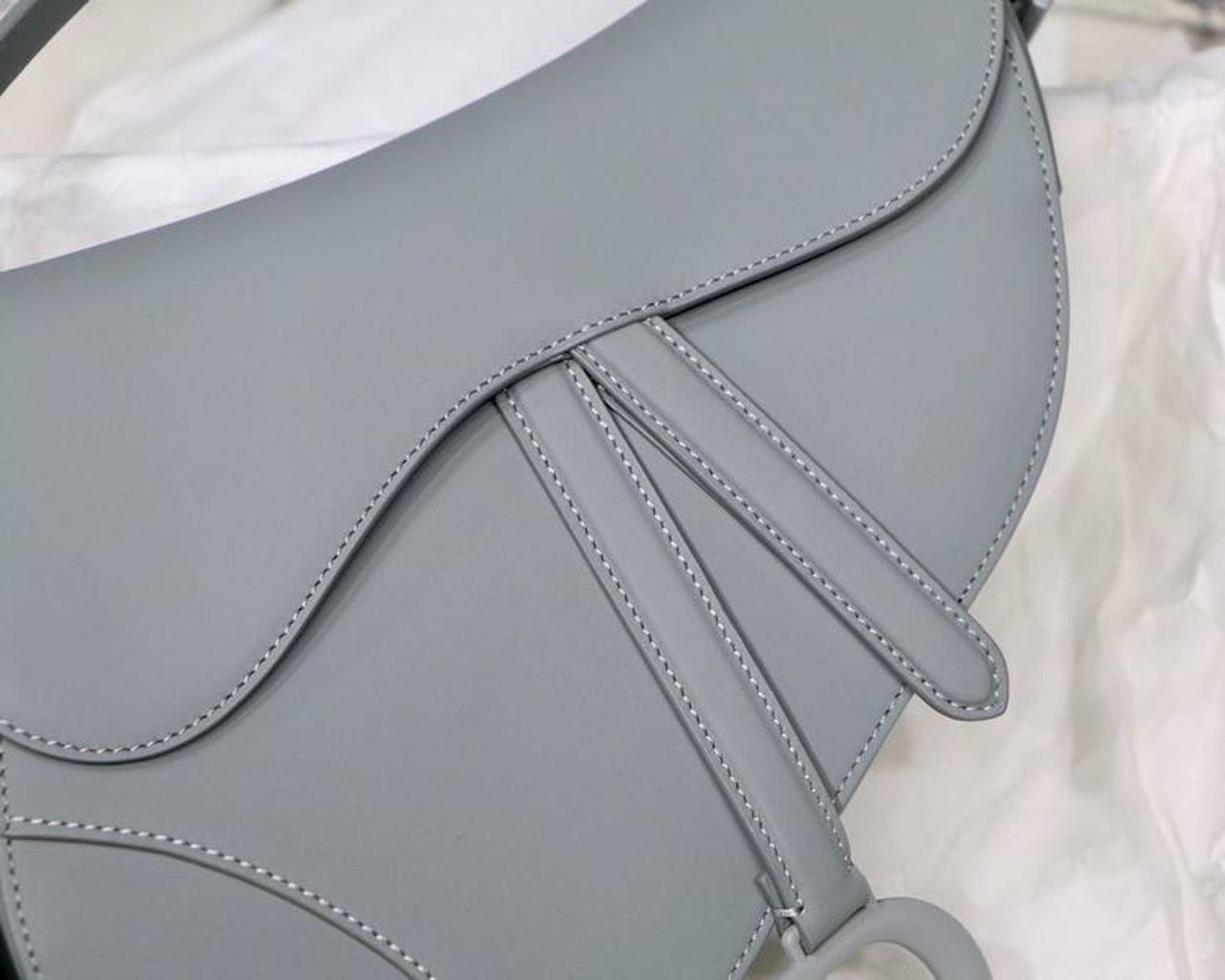 DI Ultramatte Saddle Bag Light Blue Grained Gold Toned Hardware For Women 25cm/10in CD