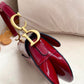 DI Micro Saddle Bag Red Patent Gold Toned Hardware For Women 19.5cm/7.6in CD
