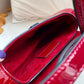 DI Micro Saddle Bag Red Patent Gold Toned Hardware For Women 19.5cm/7.6in CD