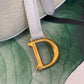 DI Saddle Bag White Oblique Embroidered Canvas Gold Toned Hardware For Women 21cm/8.5in CD