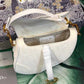 DI Saddle Bag White Oblique Embroidered Canvas Gold Toned Hardware For Women 21cm/8.5in CD