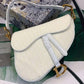 DI Saddle Bag White Oblique Embroidered Canvas Gold Toned Hardware For Women 25cm/10in CD