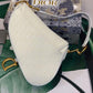 DI Saddle Bag White Oblique Embroidered Canvas Gold Toned Hardware For Women 25cm/10in CD