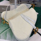 DI Saddle Bag White Oblique Embroidered Canvas Gold Toned Hardware For Women 25cm/10in CD