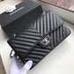 CHL Chevron Classic Handbag Silver Hardware Black For Women, Women’s Bags, Shoulder And Crossbody Bags 10.2in/26cm