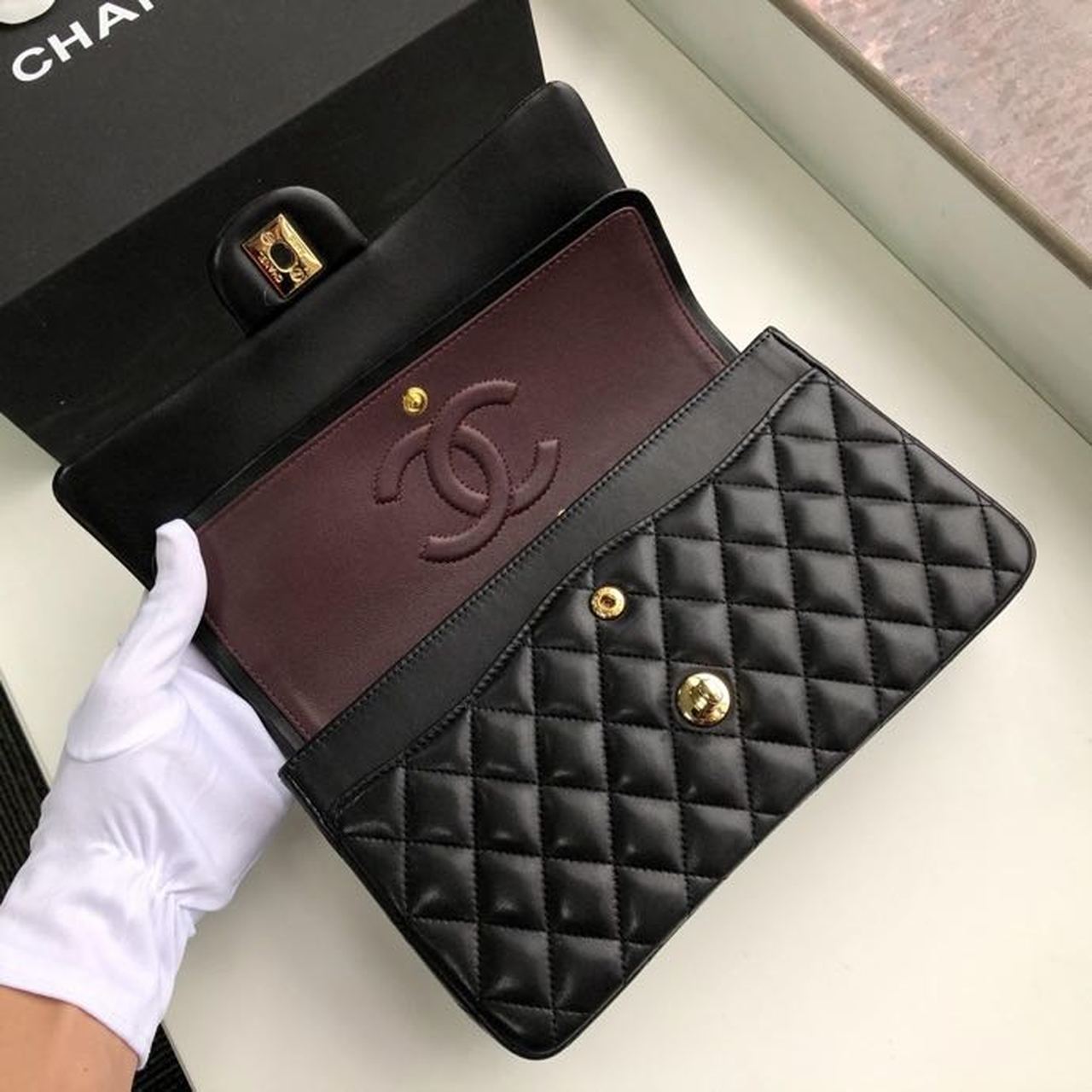 Chanel Classic Handbag Gold Toned Hardware Black For Women, Women’s Bags, Shoulder And Crossbody Bags 10.2in/26cm A01112