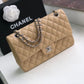 Chanel Classic Handbag Silver Hardware Beige For Women, Women’s Bags, Shoulder And Crossbody Bags 10.2in/26cm A01112
