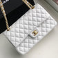 Chanel Classic Handbag Gold Toned Hardware White For Women, Women’s Bags, Shoulder And Crossbody Bags 10.2in/26cm A01112