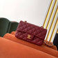 Chanel Classic HandBag Gold Toned Hardware Burgundy For Women 7.8in/20cm