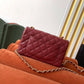 Chanel Classic HandBag Gold Toned Hardware Burgundy For Women 7.8in/20cm