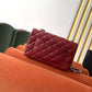 Chanel Classic HandBag Silver Hardware Burgundy For Women 7.8in/20cm
