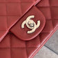 Chanel Classic HandBag Silver Hardware Burgundy For Women 7.8in/20cm