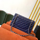 Chanel Classic Handbag Navy Blue For Women, Women’s Bags, Shoulder And Crossbody Bags 10.2in/26cm A01112