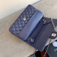 Chanel Classic Handbag Navy Blue For Women, Women’s Bags, Shoulder And Crossbody Bags 10.2in/26cm A01112