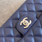 Chanel Classic Handbag Navy Blue For Women, Women’s Bags, Shoulder And Crossbody Bags 10.2in/26cm A01112