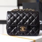 Chanel Classic Mini Flap Bag Gold Toned Hardware Black For Women 6.7in/17cm