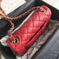 Chanel Classic HandBag With Charm Chain Chanel Gold Toned Hardware Red For Women