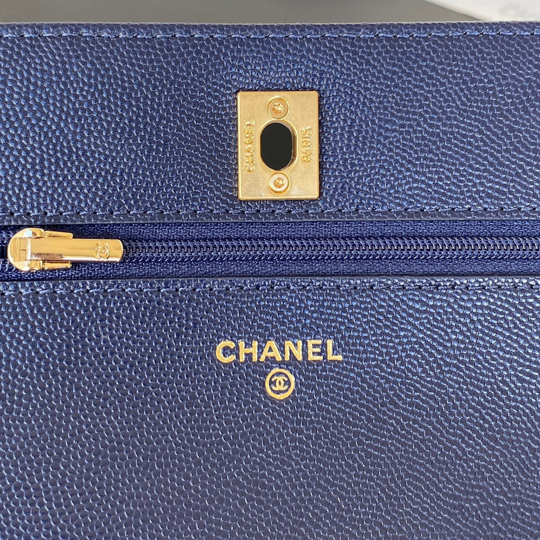 ChanelSmall Flap Bag Gold Hardware Navy Blue For Women, Women’s Handbags, Shoulder Bags 7.5in/19cm AP2840