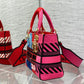 DI Medium Lady D-Lite Bag D-Flower Pop Embroidery, Bright Pink Multicolor Handbags, 24cm CD M0565OROO_M885