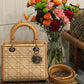 DI Medium Lady Bag Natural Cannage Raffia, Brown Handbags, 24cm CD M0565OMBD_M925