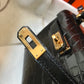 HM Mini Kelly 19 Black Crocodile Bag For Women, Handbags, Shoulder Bags 7.5in/19cm