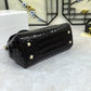 DG Medium Sicily Bag In Foiled Crocodile-Print Black For Women 10.2in/26cm DG