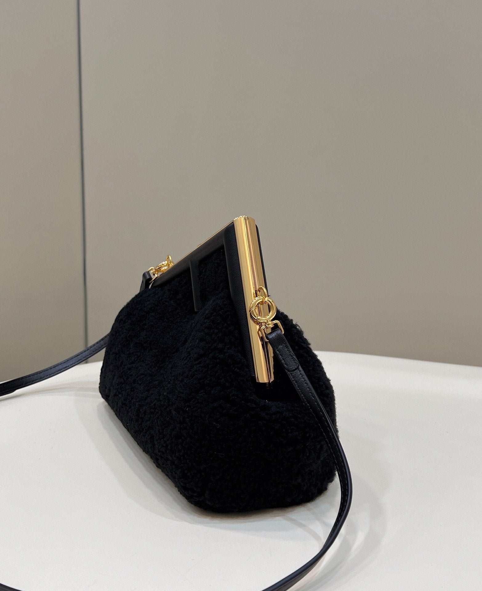 FI First Small Black Mink Bag For Woman 26cm/10in