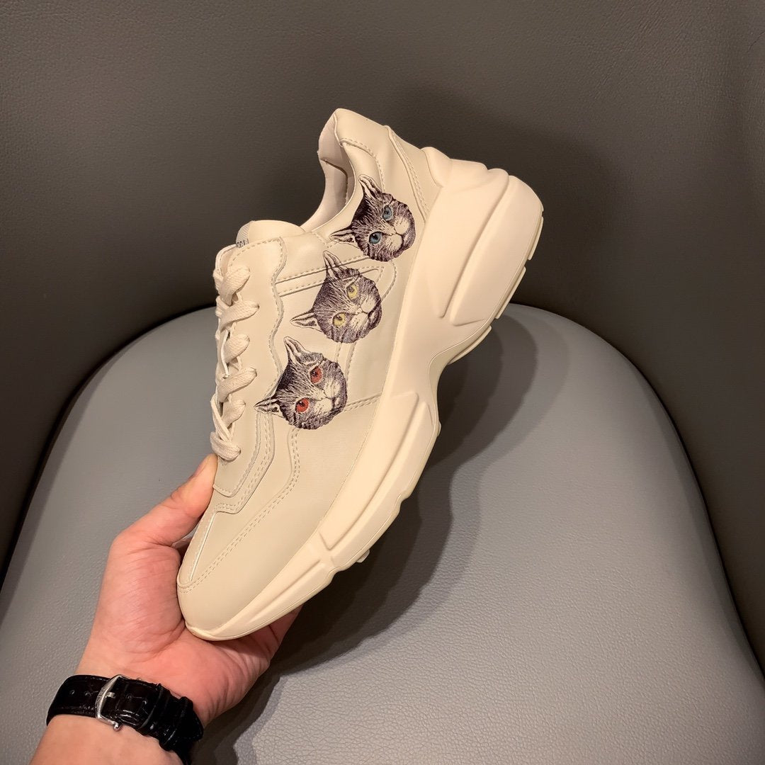 BL-GCI  RHYTON VINTAGE TRAINER CAT  WHITE SNEAKER 142