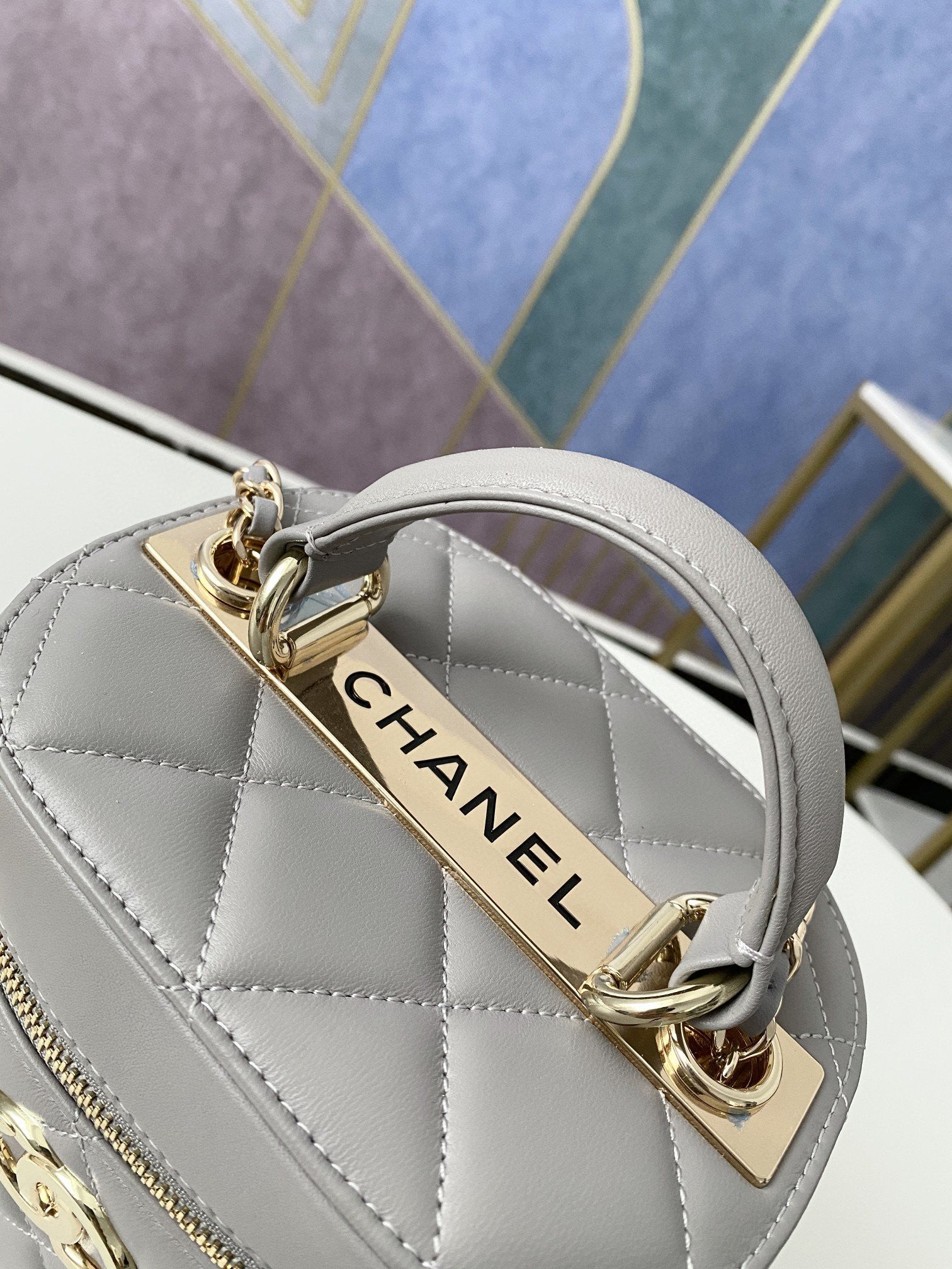 ChanelVanity Case Gold Hardware Grey For Women, Women’s Handbags, Shoulder Bags 9.4in/24cm 