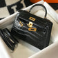 HM Kelly Black For Women Gold Toned Hardware 7.8in/20cm