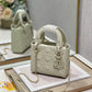 DI Mini Lady Bag Latte Cannage with Beaded Motif, Beige, For Women Women’s Handbags, Crossbody Bags, 18cm CD M0505INEA_M030