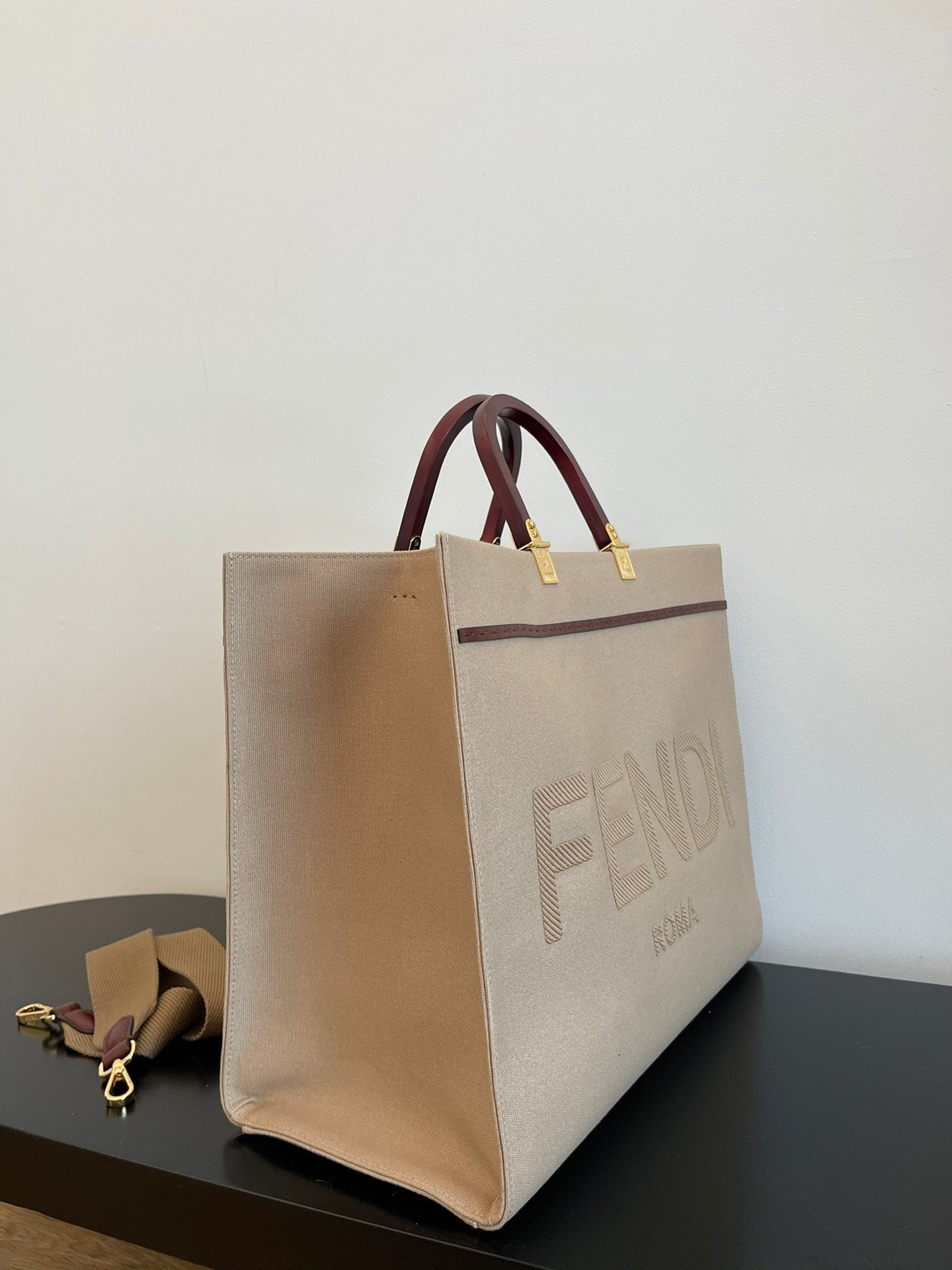 FI Sunshine Large Tote Bag Beige For Women, Women’s Handbags, Shoulder Bags 15.7in/40cm FF 8BH372