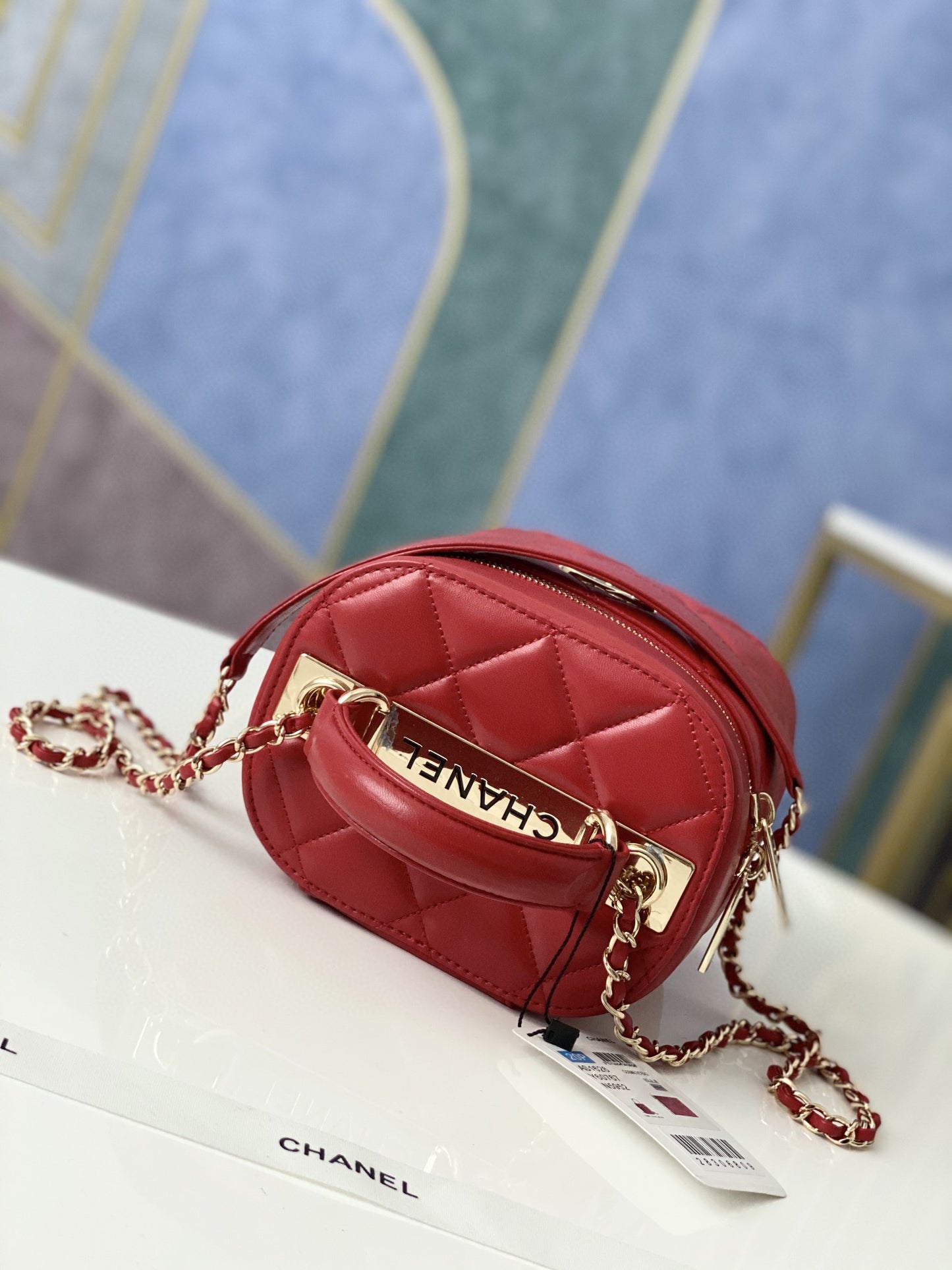 ChanelVanity Case Gold Hardware Burgundy For Women, Women’s Handbags, Shoulder Bags 9.4in/24cm 
