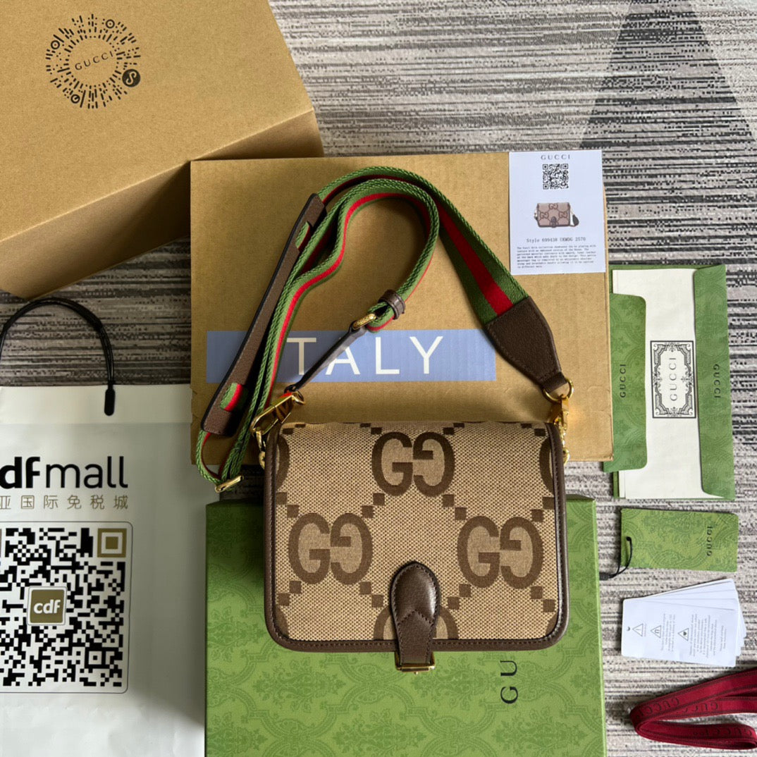 gg Ophidia Mini Jumbo gg Bag Camel And Ebony Jumbo gg Canvas  For Men 4.7in/12cm gg 