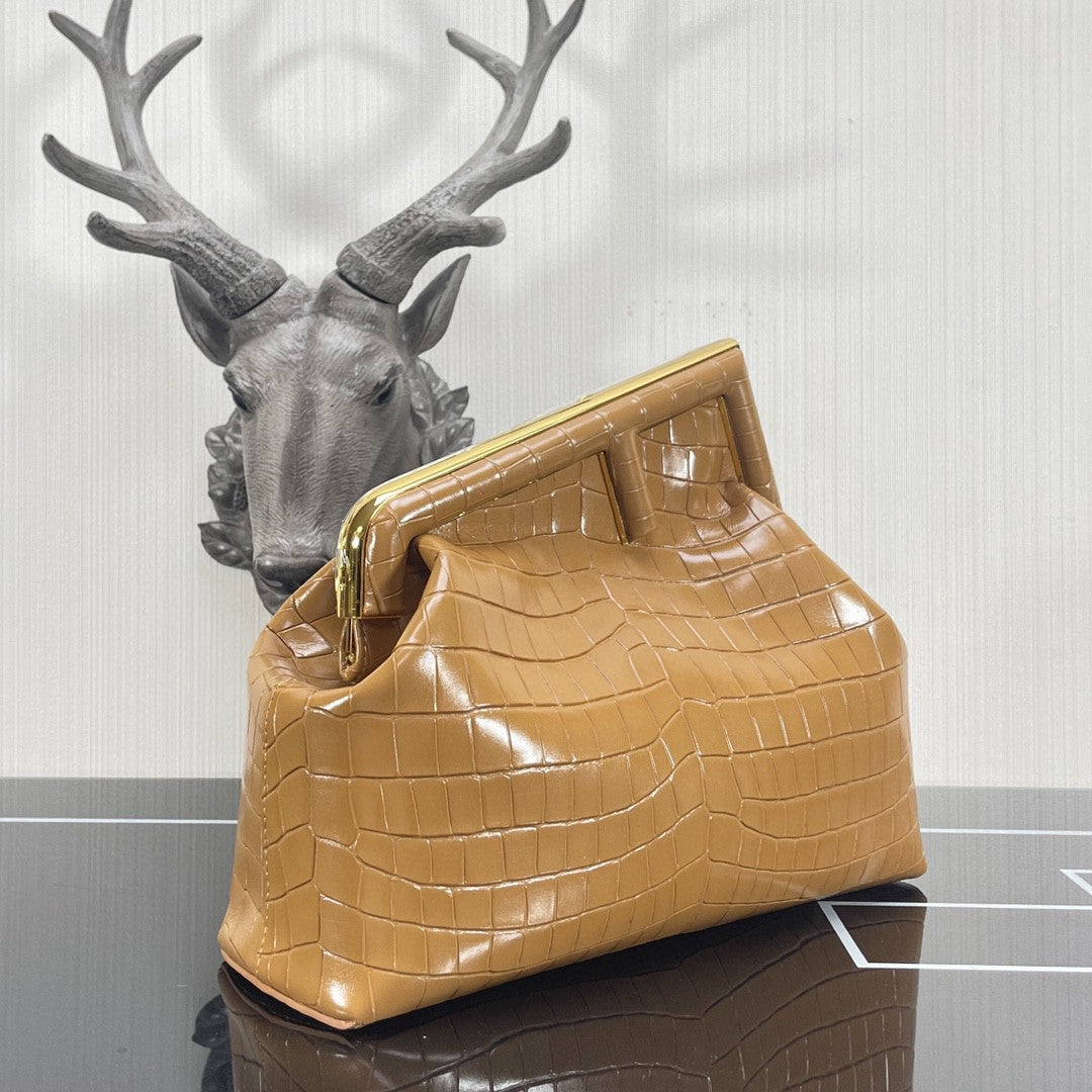 FI First Medium Brown Crocodile Bag For Woman 32.5cm/13in