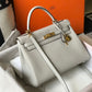 HM Kelly 28 Retourne Togo White Bag For Women, Handbags, Shoulder Bags 11in/28cm