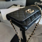 ChanelMini Flap Bag Black For Women 7.2in/18.5cm