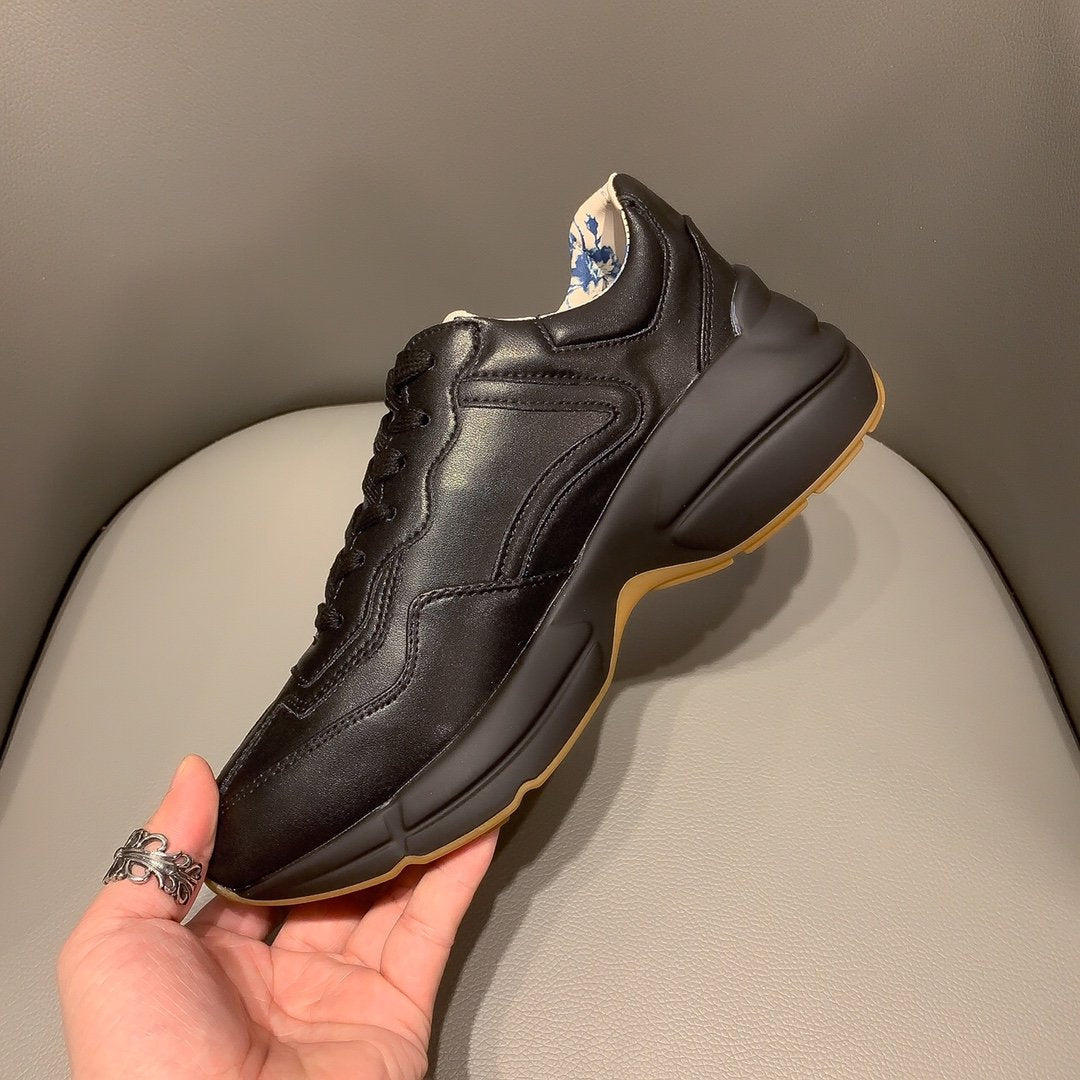 BL-GCI  RHYTON VINTAGE TRAINER LOGO BLACK SNEAKER 144