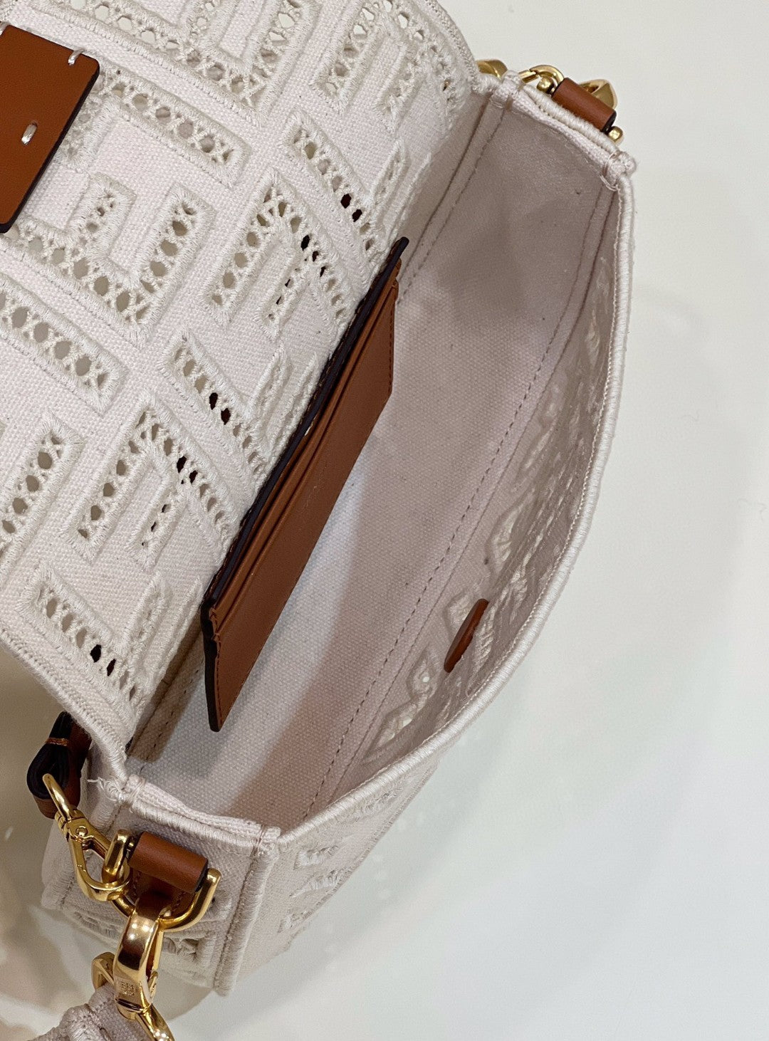 FI Baguette White with Embroidery Small Bag For Woman 21cm/8in