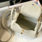 HM Lindy Mini White Togo Bag With Gold Hardware For Women, Women’s Handbags, Shoulder And Crossbody Bags 7.5in/19cm