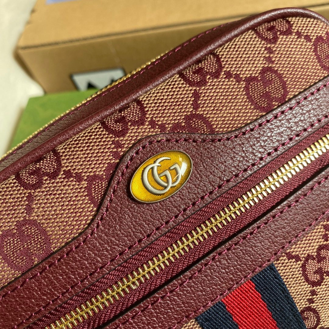gg Ophidia Mini gg Bag Beige And Burgundy gg Supreme Canvas For Women  7in/17.5cm gg 517350-9Y9MS-9864