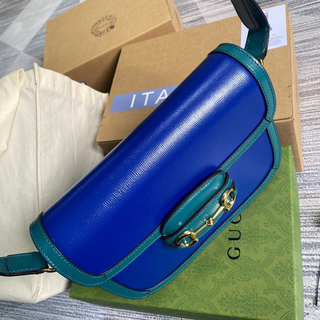 gg Horsebit 1955 Shoulder Bag Blue For Women, Women’s Bags 9.8in/25cm gg