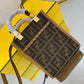 FI Sunshine Shopper Brown FF Fabric Mini Bag For Woman 13cm/5in
